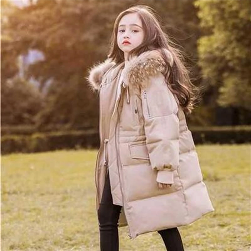 

Girls Boys Down Coat Jacket 2021 Fur Warm Plus Velvet Winter Autumn Cotton Sport School Kids Christmas Children's Clothes