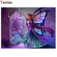 100 full round 5d diy diamond painting butterfly fairy magic mirror embroidery rhinestone picture diamond painting cross stitch