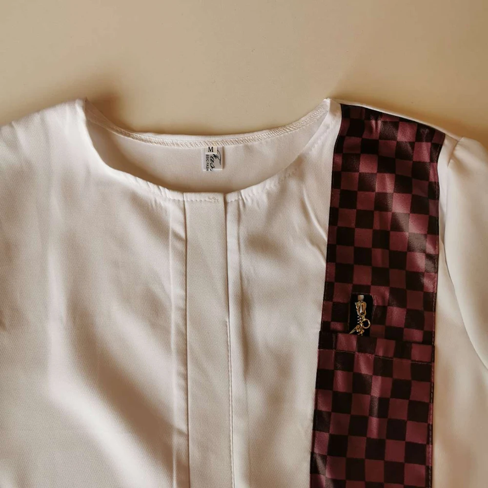 

Islam Kaftan Men's Shirt Summer Long Sleeves O-Neck Color Block Mid-Length Ethnic Muslim Man Kurta European Clothing