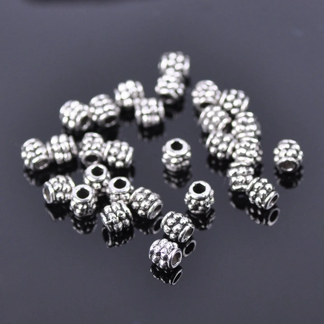 

100pcs Tibetan Silver Metal 4mm Dot Oval Shape Loose Spacer Beads lot for Jewelry Making DIY Crafts Findings