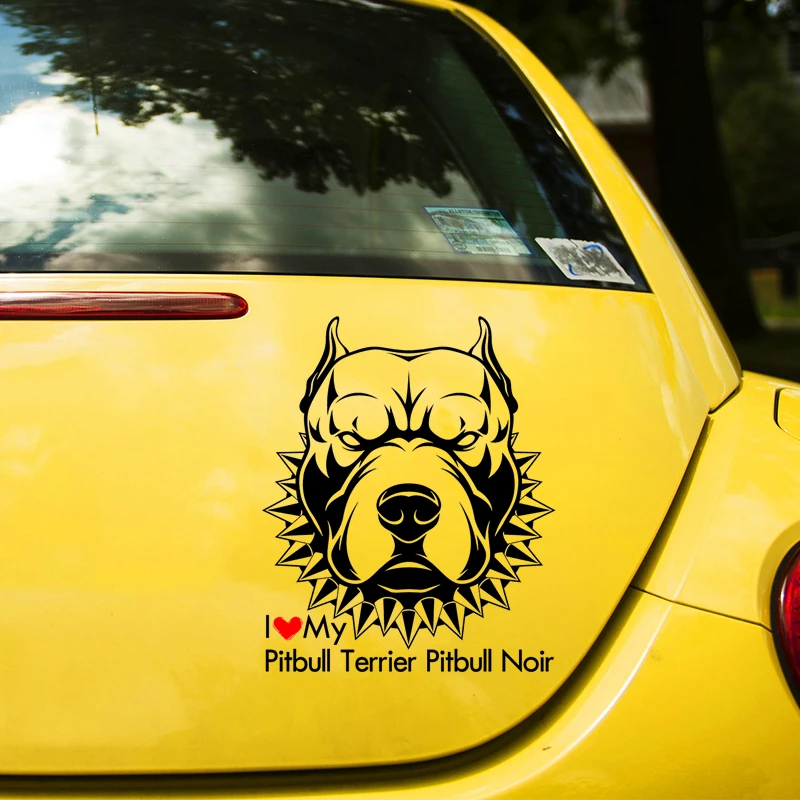 наклейки на авто Я люблю своего питбультерьера Pitbull Noir Dog наклейка черная