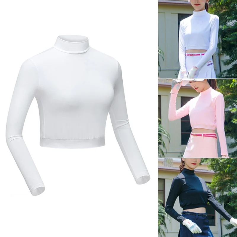 

Women's Golfs Sunscreen Clothing Ice Silks Long Sleeved Quick dry Sweat Absorbent Breathable Short Shirt for Outdoor