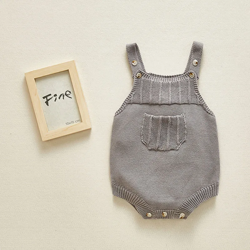 

Baby Girl Boy Sleeveless Romper Infantil Cute Overalls Newborn Baby Girls Boys Clothes 0-24M Baby Knitting Rompers Clothing