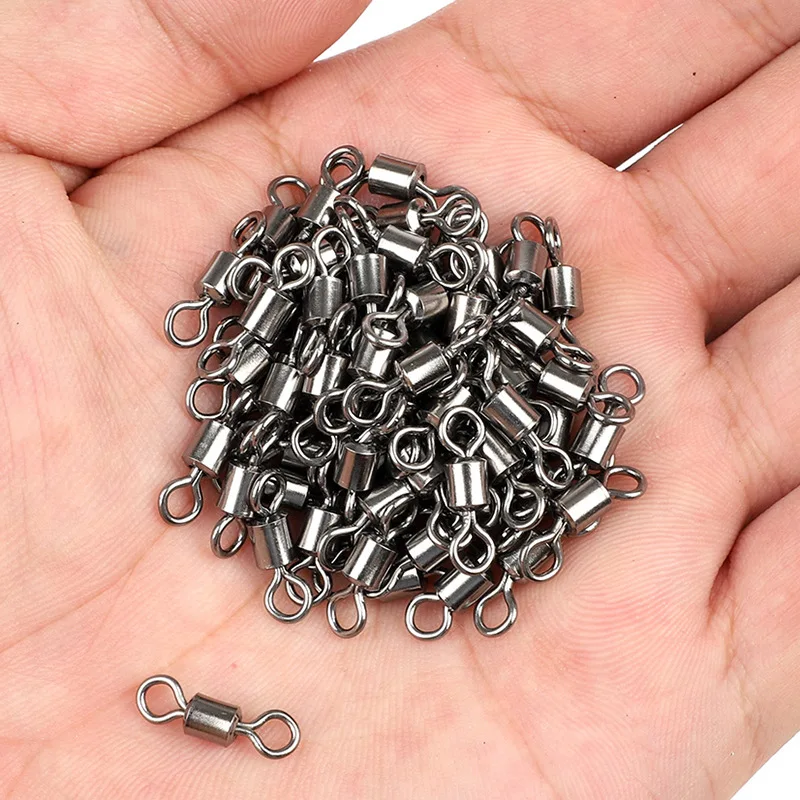 

50Pcs Swivel Fishing Fishing Tackle Ball Bearing With Solid Rings Connectors Rolling Swivels Fishing Hook Accessories