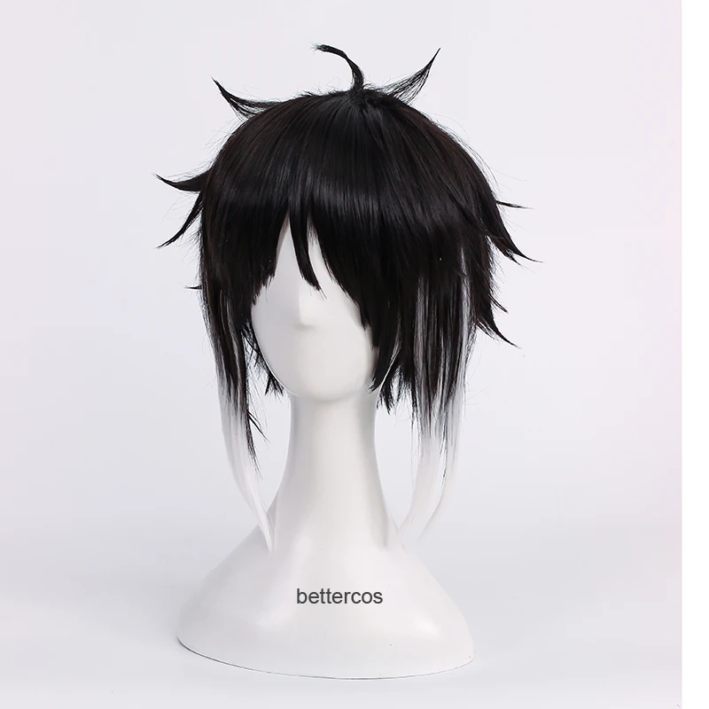 Парик для косплея бродячие псы термостойкий синтетический с короткими черными и