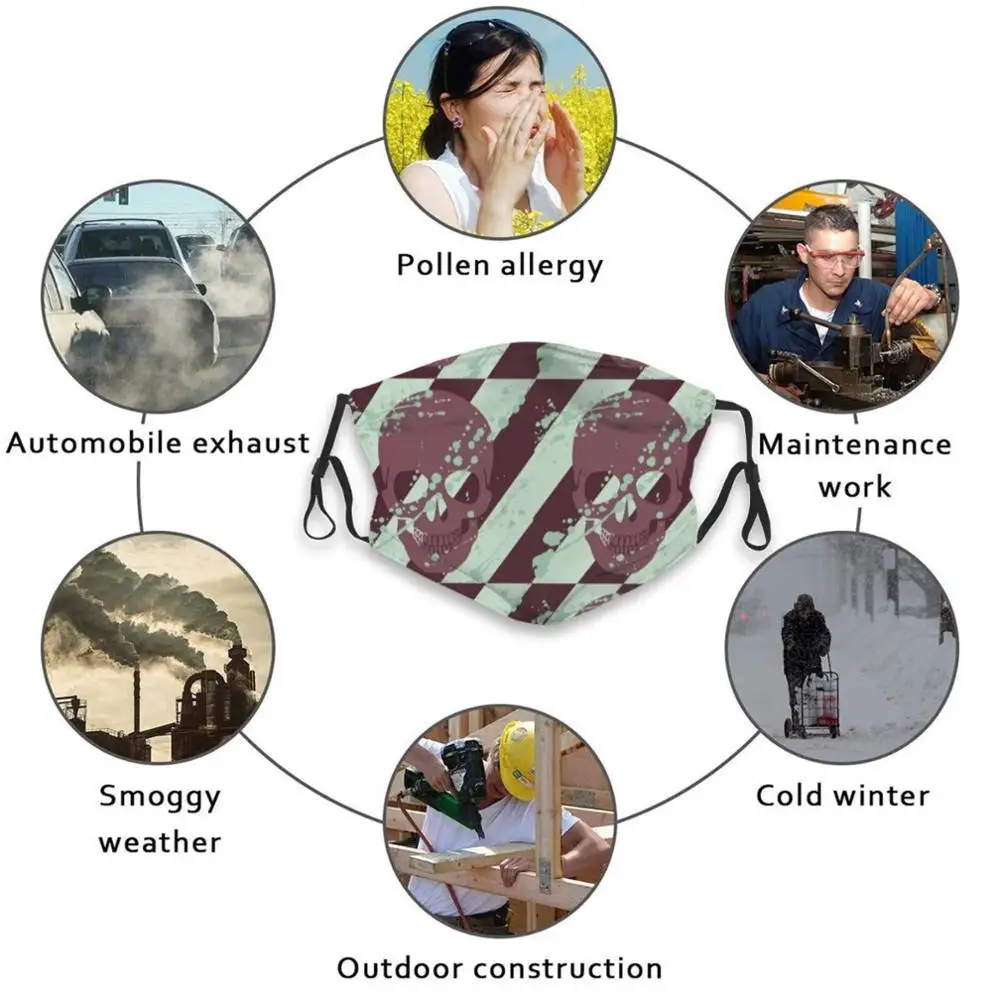 

AlexzanderS Skull Print Reusable Pm2.5 Filter DIY Mouth Mask Kids Skull Designer Pirate