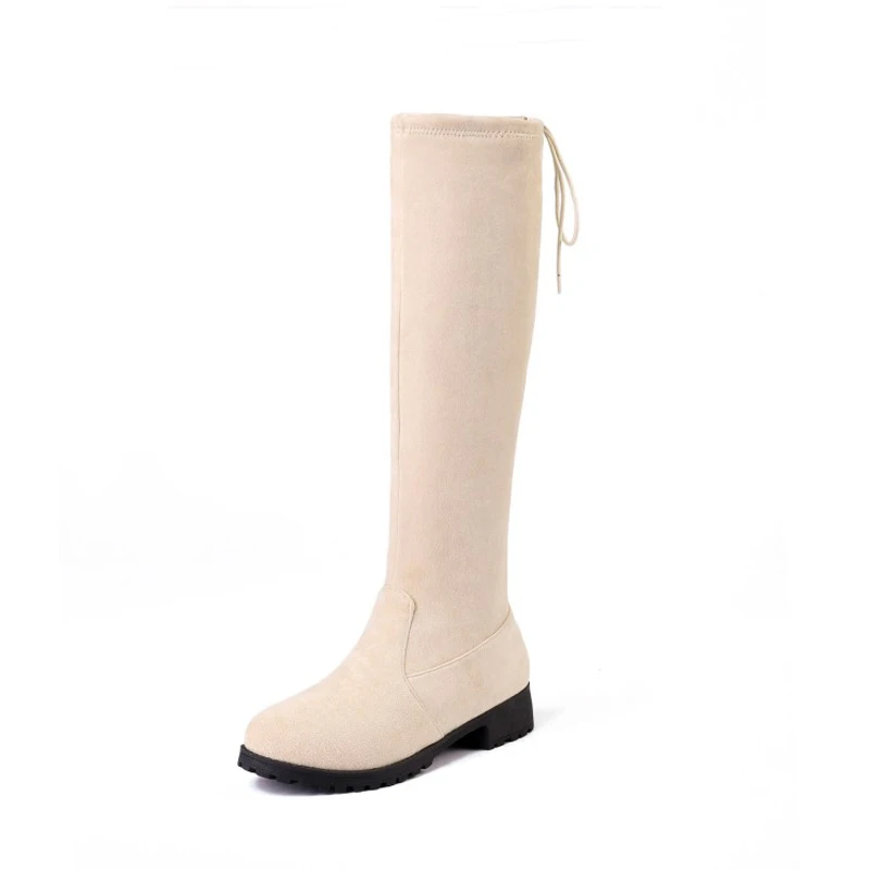 Большой размер 14 15 16 17 сапоги на низком каблуке со шнуровкой квадратном осенне