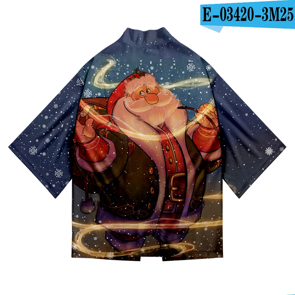 

New 3D Printing Christmas Santa Claus Japanese Kimono Haori Yukata Women/men's Cardigan Fashion Cool Short Sleeve Casual Women