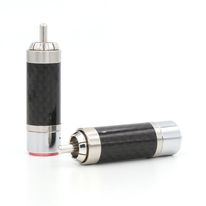 

4pcs High Performacne RCA R007R ,High quality Rhodium plated Hi-End RCA plug ,connector NON solder Carbon fiber RCA