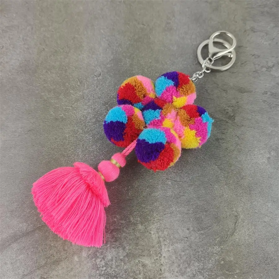 Artilady красочный брелок с помпон-цветок винтажные серебряные ювелирные изделия в