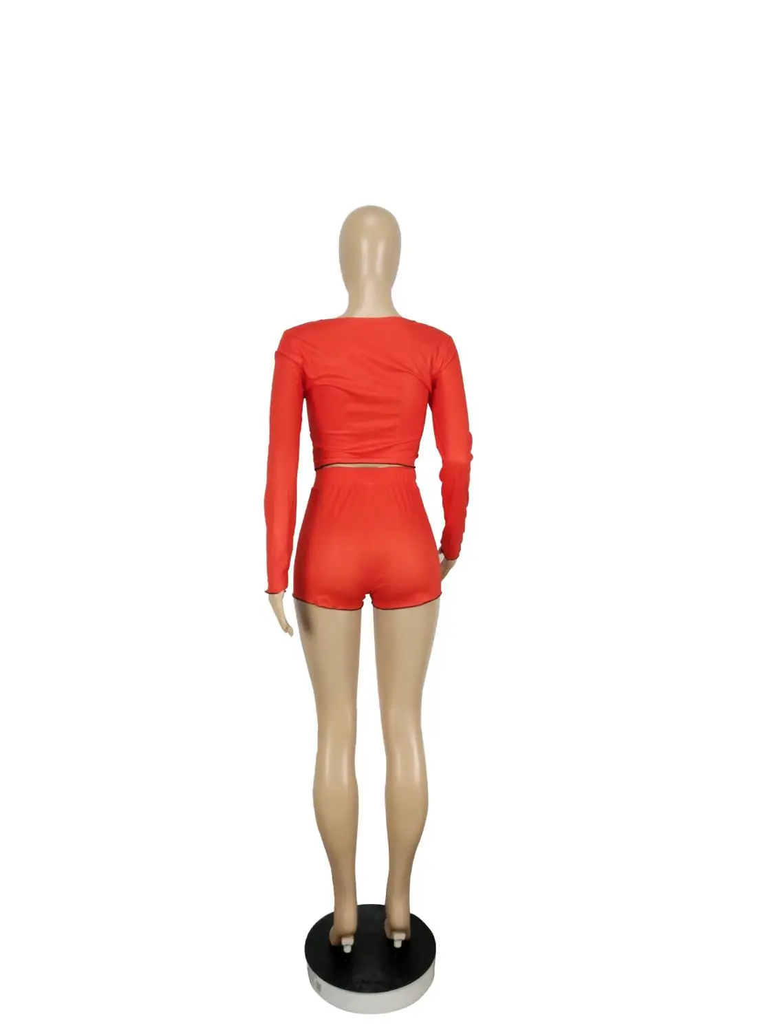 

Europe's new sexy print leisure sports 2-piece fashion slim fit o-neck long sleeve shirt and shorts women's set