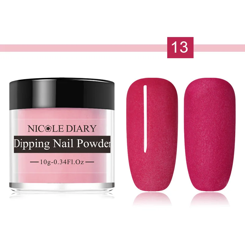 Color 13 NICOLE DAIRY 1 коробка 10 мл погружающаяся пудра для ногтей без лампы для лечения естественного сухого погружения пудра для ногтей гель для ногтей блестящая пудра для ногтей - Цвет: Color 13
