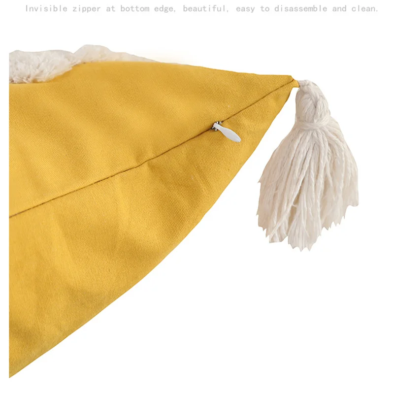 

Fashion Boho Style cushion cover Pink Yellow Blue Tassels pillow cover Handmade for Home decoration Sofa Bed 45x45cm/30x50cm
