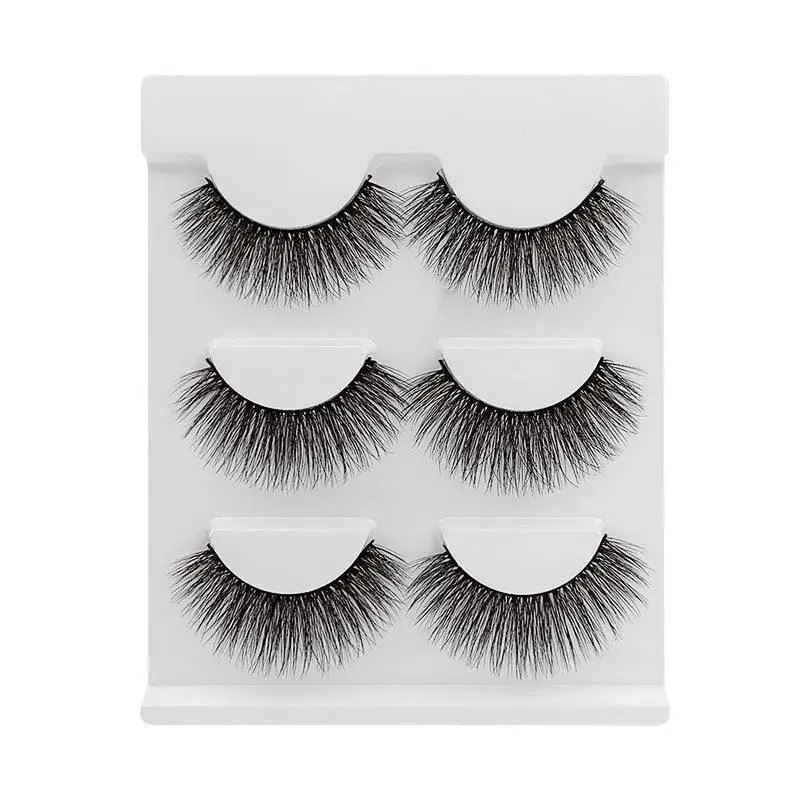 3 Pairs 3D Mink Natural Look Soft Thick False Eyelashes Set Handmade Black Extension Makeup | Красота и здоровье
