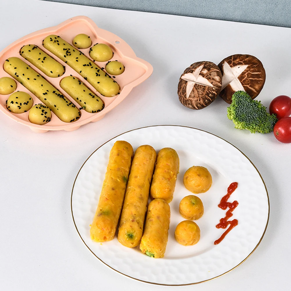 

10 Cavities Sausage Maker Mold Silicone Sausage Mold Homemade Hot Dog Maker Heat Resistant Non Stick Baby Kitchen Food Mold