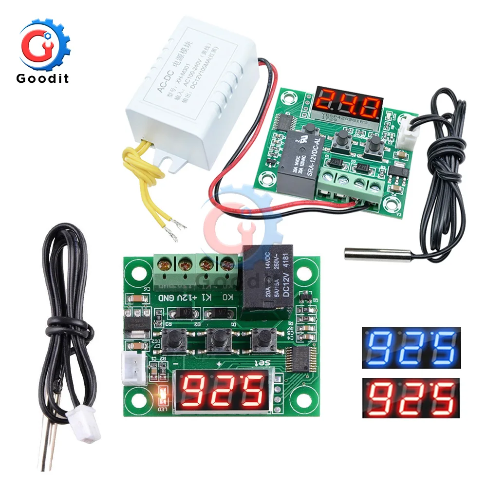 Цифровой светодиодный термостат W1209 термометр с контролем температуры модуль