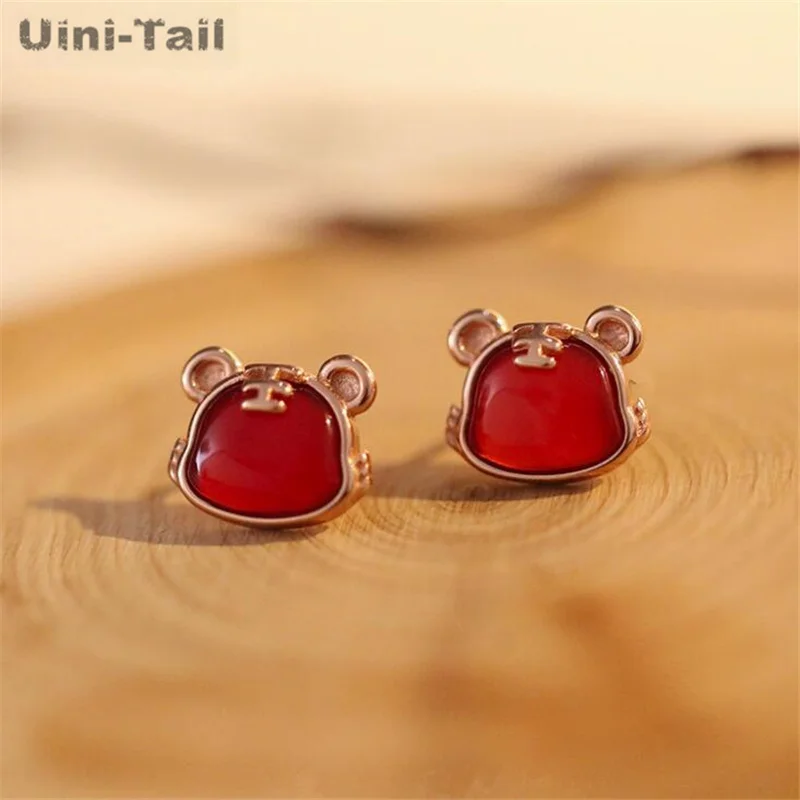 

Серьги Uini-Tail из серебра 925 пробы с тигром в китайском стиле, модные и милые серьги-талисманы «знаки» JK231
