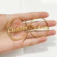 personalized multi size hoop custom name earrings for girls women stainless steel drop earrings jewelry party club gift