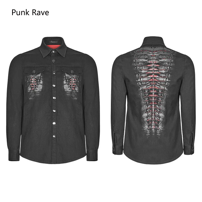 Панк рейв Мужская Готическая Модная Ковбойская блузка с длинным рукавом