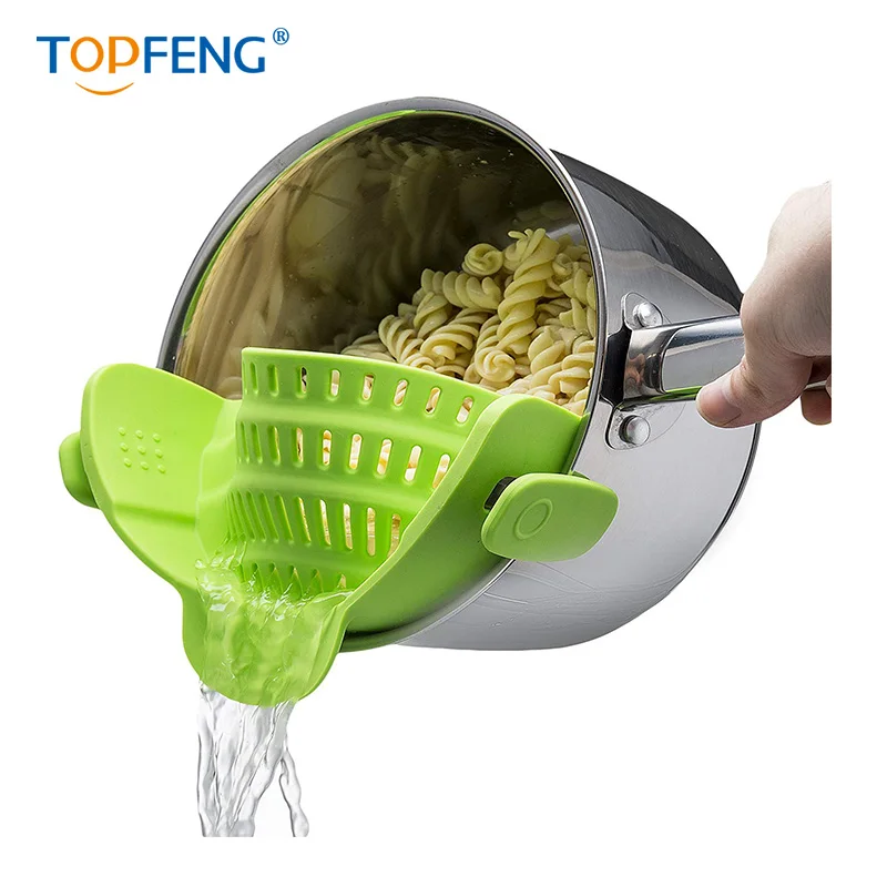 TOPFENG кухонный силиконовый дуршлаг с защелкой для фильтрации лапши герметичный