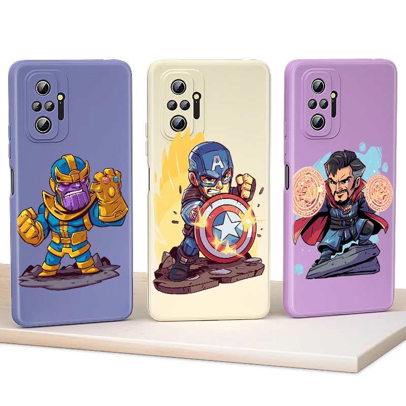 

Liquid Silicone Soft Cover Cute The Avengers Cute For Xiaomi Redmi Note 7 8 8T 9T 9 9S 10S 10T 10 Pro Max 5G Phone Case