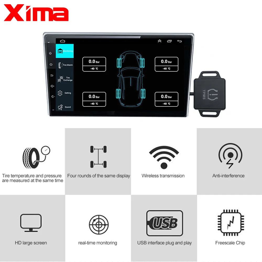 Автомобильная система мониторинга давления в шинах XIMA USB-система с системой