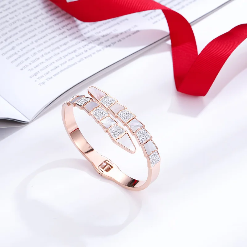 

Высококачественный многосекционный браслет из нержавеющей стали, роскошные кристаллы, блестки, розовое золото, модные браслеты