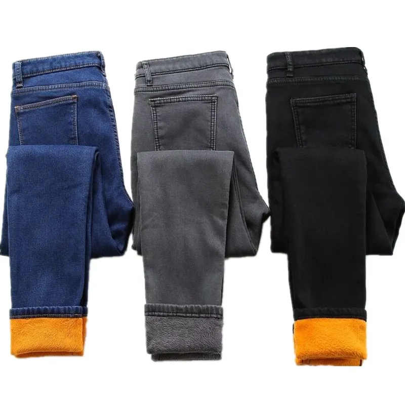 2019 зимние теплые джинсы для женщин утепленные флисовые Горячие Джинсовые брюки