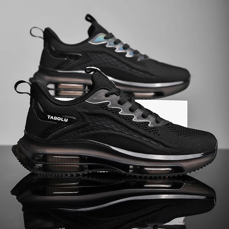 

Full palm air cushion men's shoes shock absorption summer flying knit sports shoes breathable thin mesh shoes