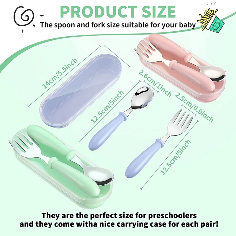 3 комплекта детские столовые приборы с силиконовой ручкой | Дом и сад