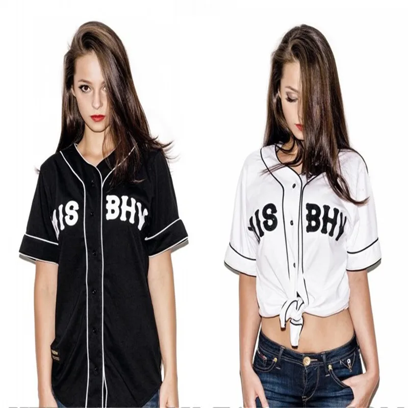 Мужская/Женская Повседневная футболка черно белая бейсбольная рубашка на