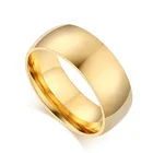Базовое обручальное кольцо 8 мм для мужчин, ювелирное изделие из нержавеющей стали золотого цвета и тона, размеры США