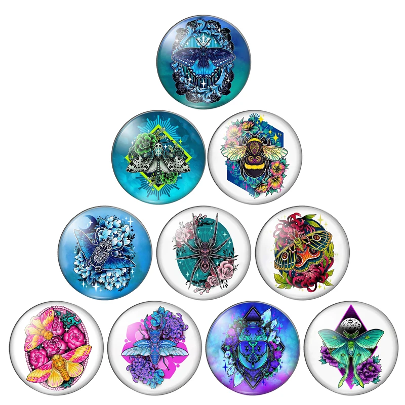 Новинка насекомые бабочки пчелы пауки 8 мм/10 мм/12 мм/круглый стеклянный кабошон