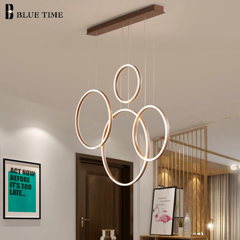 Современная светодиодная Люстра для гостиной столовой кухни кофейного круга