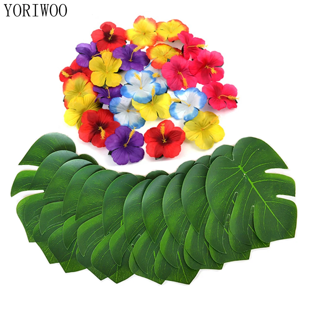 YORIWOO 12 шт. Зеленые искусственные цветы пальмовые листья монстеры тропические