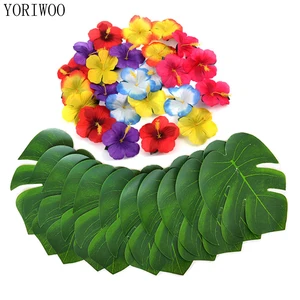 YORIWOO 12 шт. Зеленые искусственные цветы листья пальмы монстеры тропические Гавайские украшения вечерние материалы на день рождения, свадьбу
