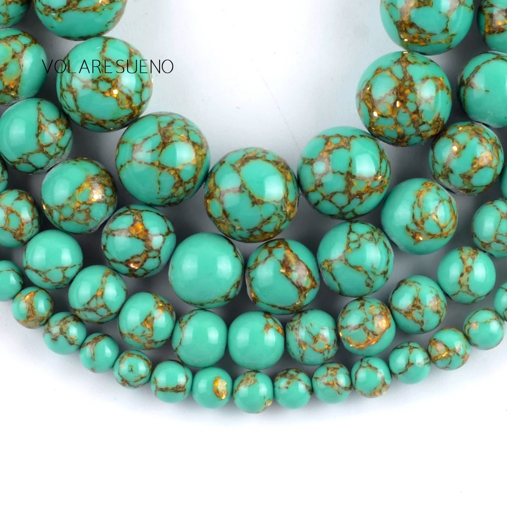 Натуральный золотые Окаймленный зеленая бирюза оболочки Круглые бусины для