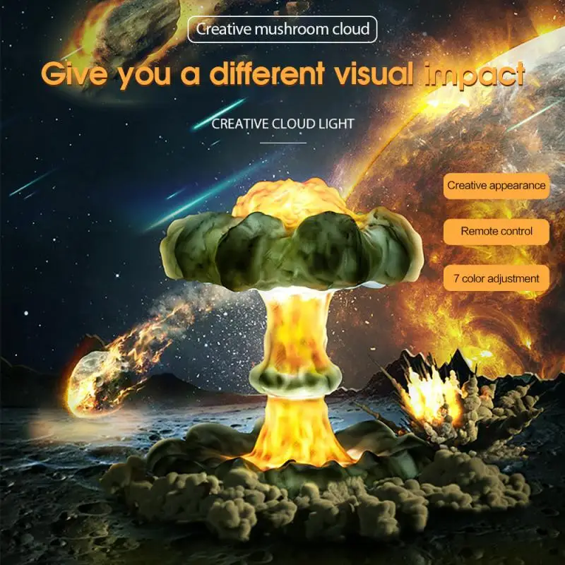 

Creative NightLight 3D Mushroom Cloud Explosion Lamp LED Table Lamp Simulation Nuclear Explosion USB Light Party Home Decoration