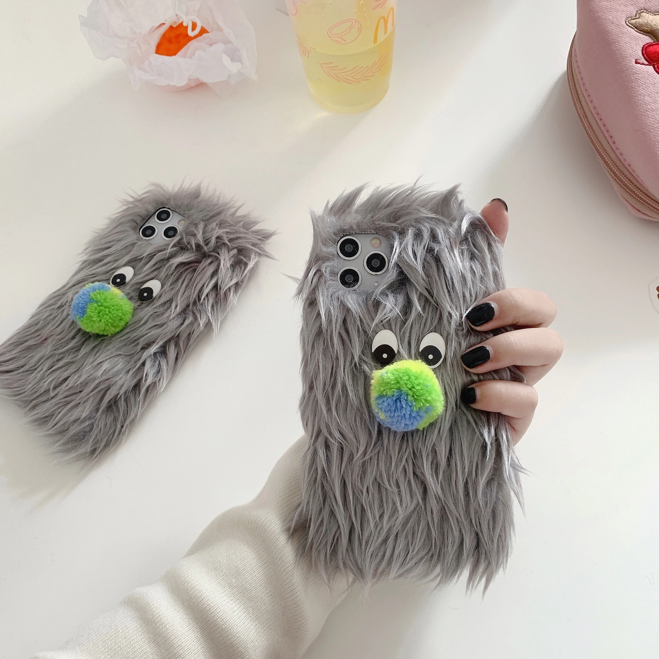 

Original Cute Plush Monster Case For iPhone 11 12 Pro Max Mini 7 8 Plus XR X XS MAX Trend Creative Minimalism INS Cover