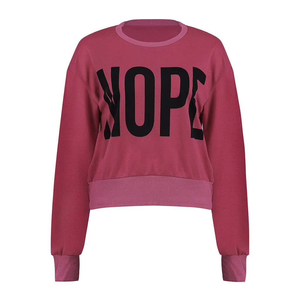 Casual Pink Long Sleeve Letter Print Red Tshirt Women Crop Top 2019 New Fashion Shirts Plus Size | Женская одежда