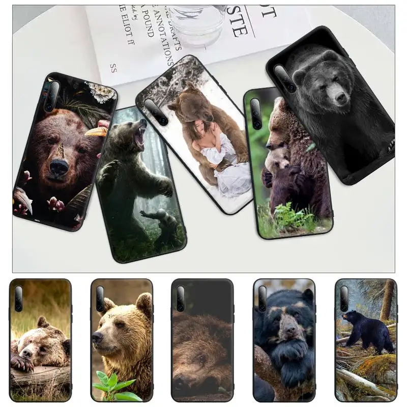 

Popolar Brown Black Bear Black Matte Mobile Phone Case For Huawei Y6 Y7 Y9 Prime 2019 Y9s Mate 10 20 40 Pro Lite Nova 5t Cover