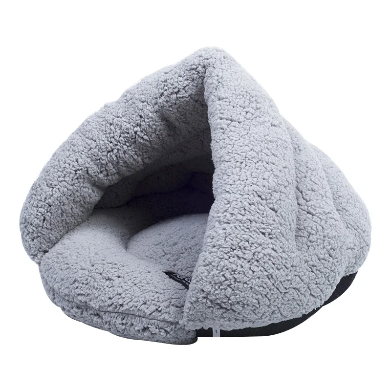 Gray Мягкая теплая кровать для кошки дом Спящая кошка лежанки зимняя кровать для собак противоскользящее дно для домашних животных пещеры кровати для кошек собак petshop hondenmand - Цвет: Gray
