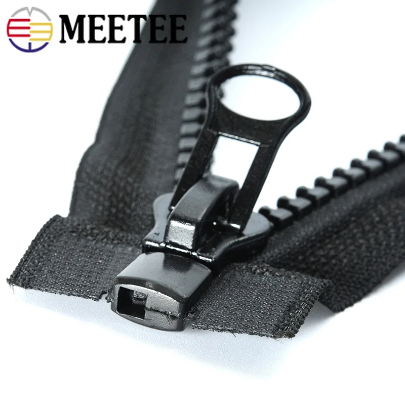 Meetee 8# черно-белая молния из смолы экологически чистые Open-end молнии для куртки пальто спальный мешок палатка молнии DIY Швейные аксессуары