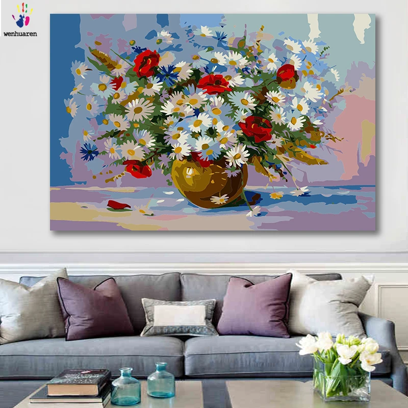 Сделай Сам картинки для раскраски по номерам с цветами большая ромашка картина