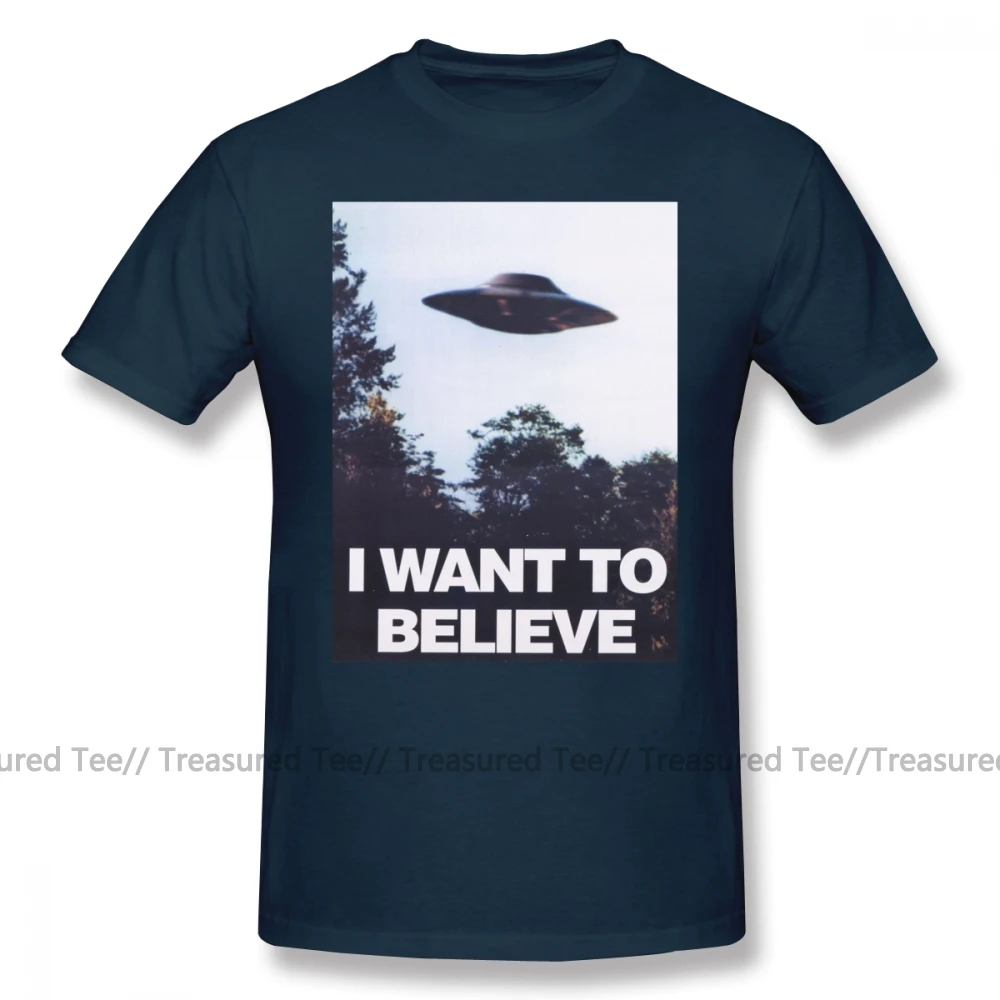 Футболка с клоуном, футболка с надписью X, I Want To Believe, Мужская Уличная футболка, потрясающая, 4xl, с принтом, 100 хлопок, футболка с коротким рукавом - Цвет: Navy Blue