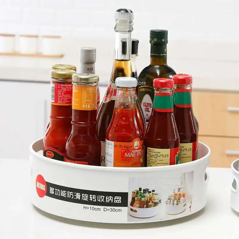 

Нескользящий вращающийся лоток для хранения, многофункциональные пластиковые коробки, настольная кухонная коробка для конфет, органайзер,...