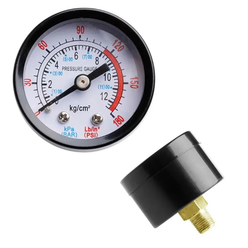 

Air Compressor Pneumatic Hydraulic Fluid Pressure Gauge 0-12Bar 0-180PSI New HX6C