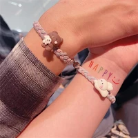 2021 new couple girlfriends elastic bracelet for women and men magnetic to send friends cartoon birthday gifts 2pcs pair jewelry