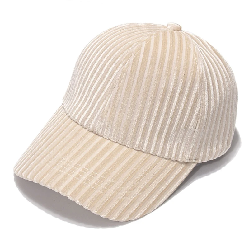 

Women Velvet Ribbed Vertical Striped Baseball Cap Solid Color Adjustable Tie Back Bowknot Outdoor Harajuku Trucker hat