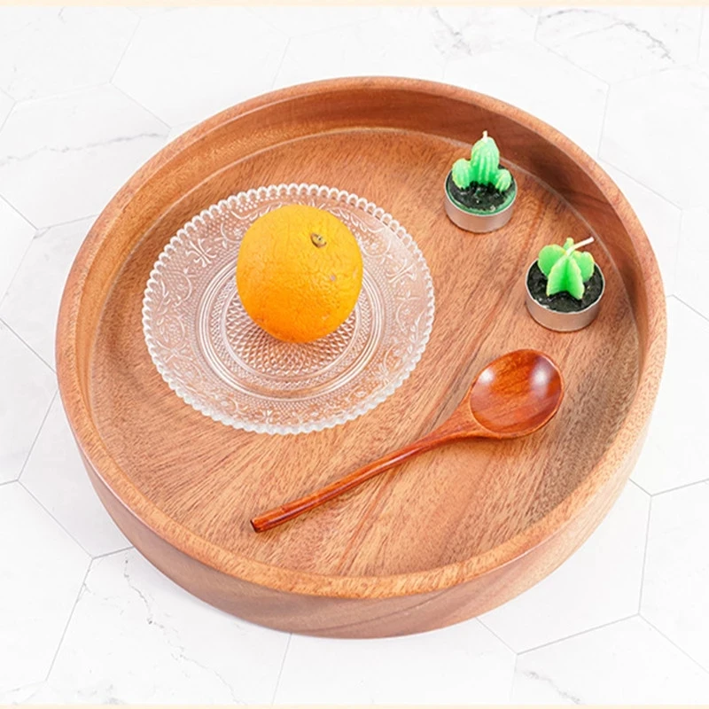 

Food Wooden Plate Dishes Candy Fruit Saucer Dessert Dinner Bread Wood Plates Storage Tray
